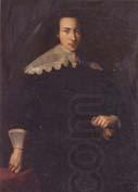 unknow artist Portrait of a man,Three-quarter length,wearing black and holding a glove in his left hand